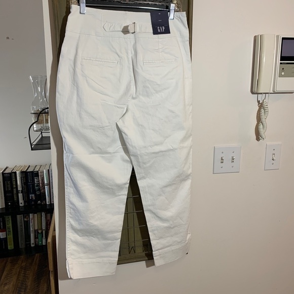 GAP High Rise Crop Jeans White Button Fly Waist Cinched Capri Pants Size 10 NWT - Picture 6 of 7